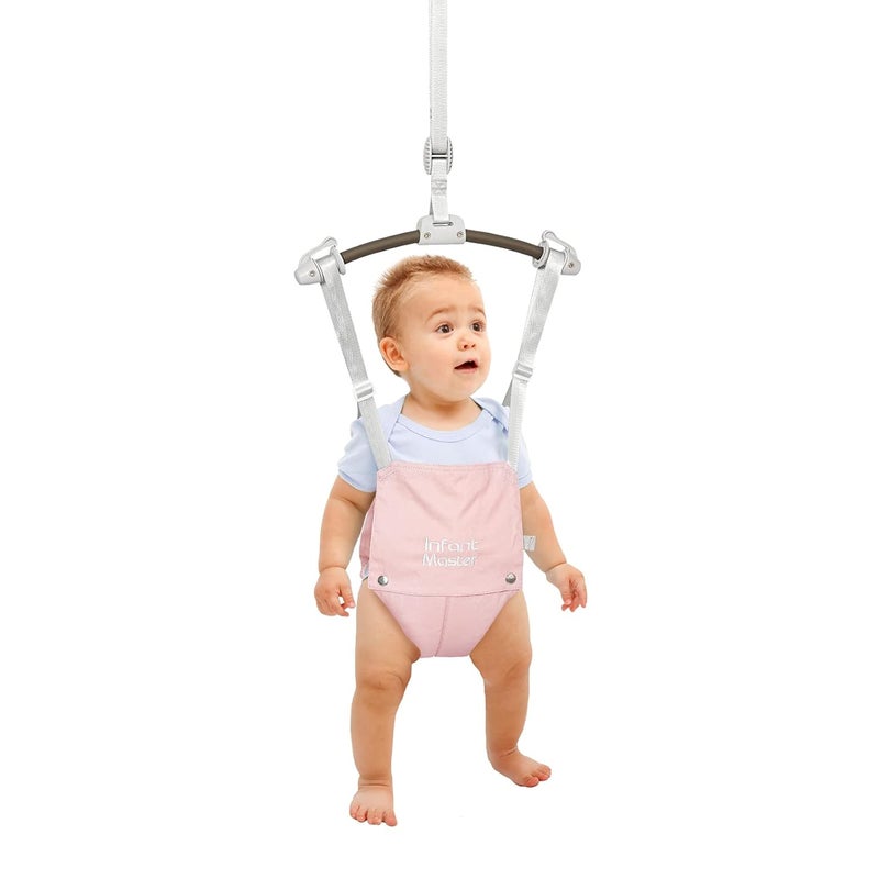 Infant Master Doorway Jumper, Durable Bumper Jumper w/Adjustable Height, Funny Baby Doorway Swing Bouncer w/Seat Bag, Popular Gift for Infant & Toddler, Portable and Free Installation, Pink - Image 1